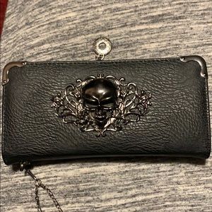 Black Leather Skull Wallet